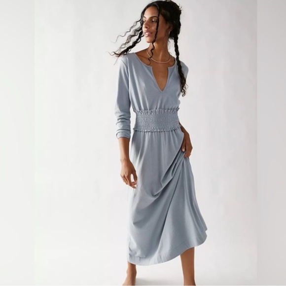 Free People Light Blue Midi Dress - Picture 1 of 9
